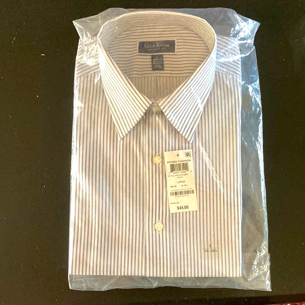 Brand new men’s striped Club Room collared shirt